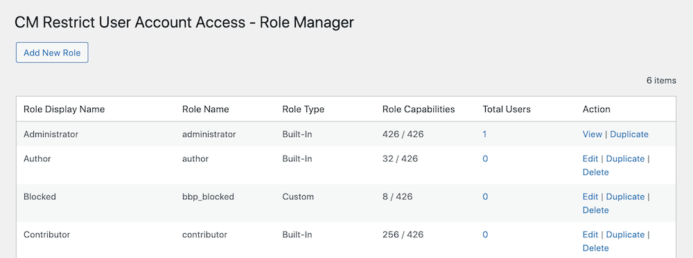 CM Restrict User Account Access: User Roles