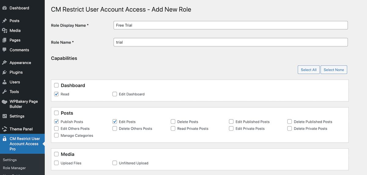 CM Restrict User Account Access: User Role Trial