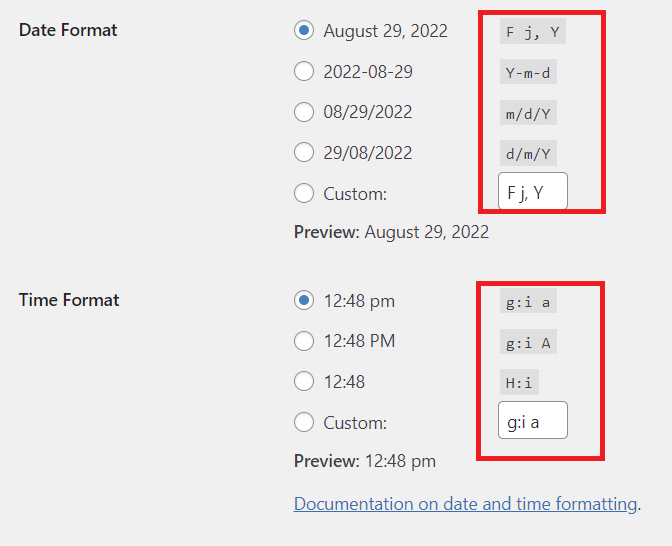  Customise the Date and Time Format in