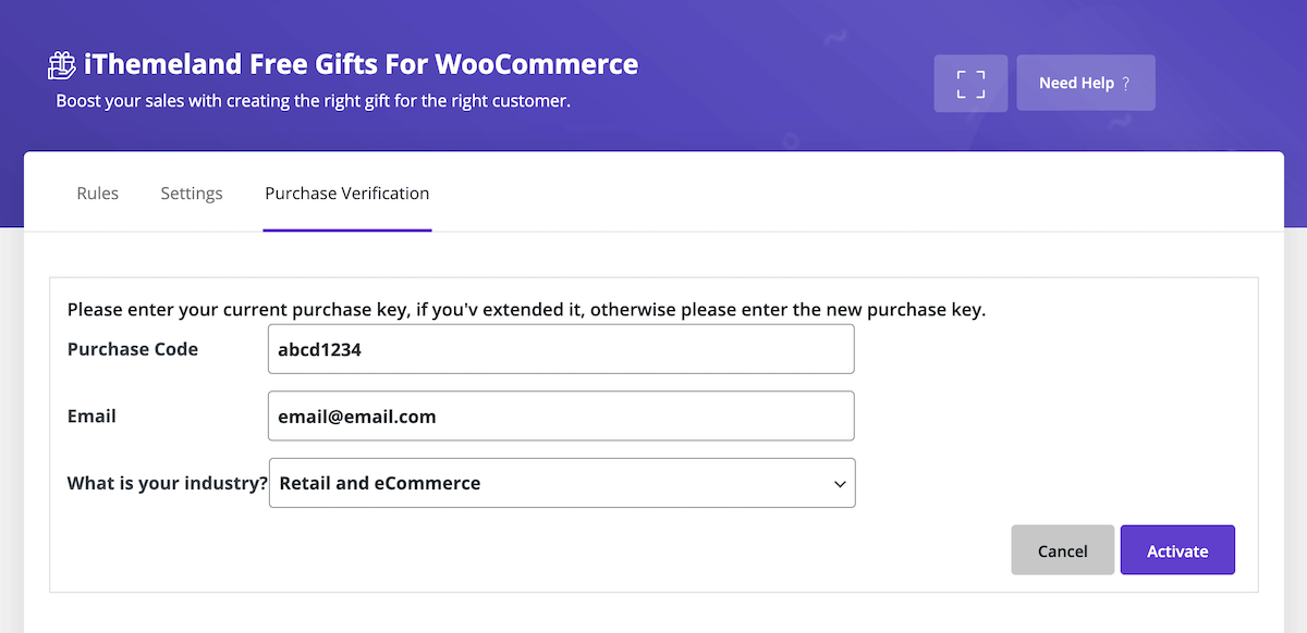 Free Gifts for WooCommerce Activate License
