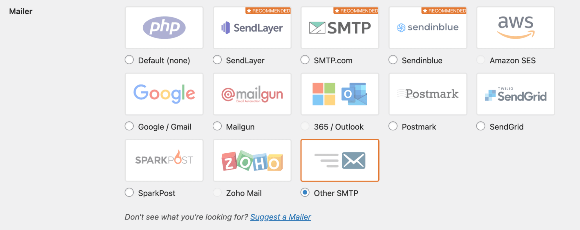 Mailtrap Other SMTP