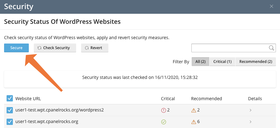 WordPress Toolkit Secure Multiple Sites